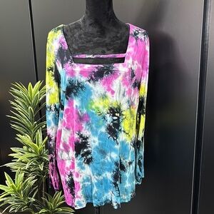 Torrid Lovesick Long sleeve square neck strappy cut out detail tie-dye